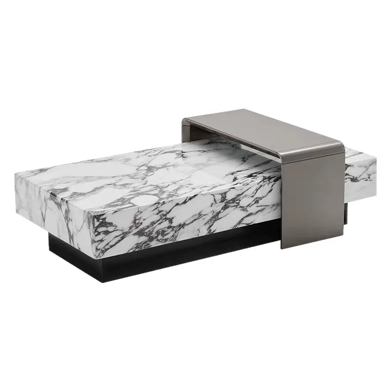 

Rectangle coffee table living room marble coffee table corner combination