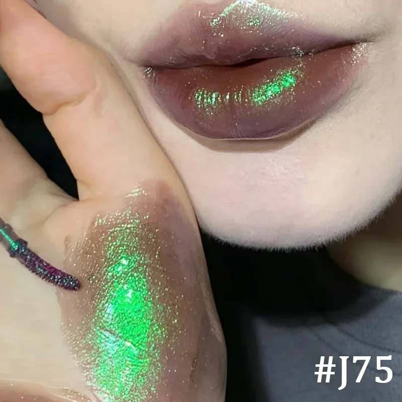 Girlcult Goth Mirror Lipgloss Glossy Green Chameleon Hydrating Lip Glaze High-Shine Non-stick Cup Long-lasting Lip Makeup