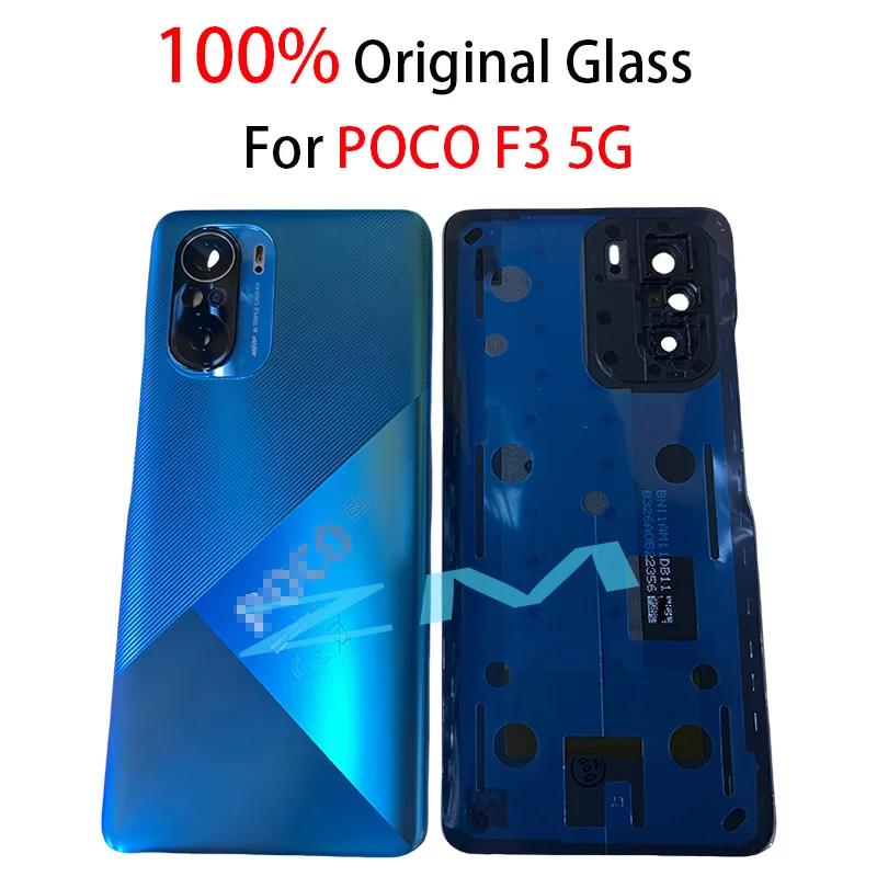 Poco F3 OEM A+ Back Glass Cover For Xiaomi For Poco F3 Back Door Replacement Hard Battery Case, Rear Housing Cover With Adhesive