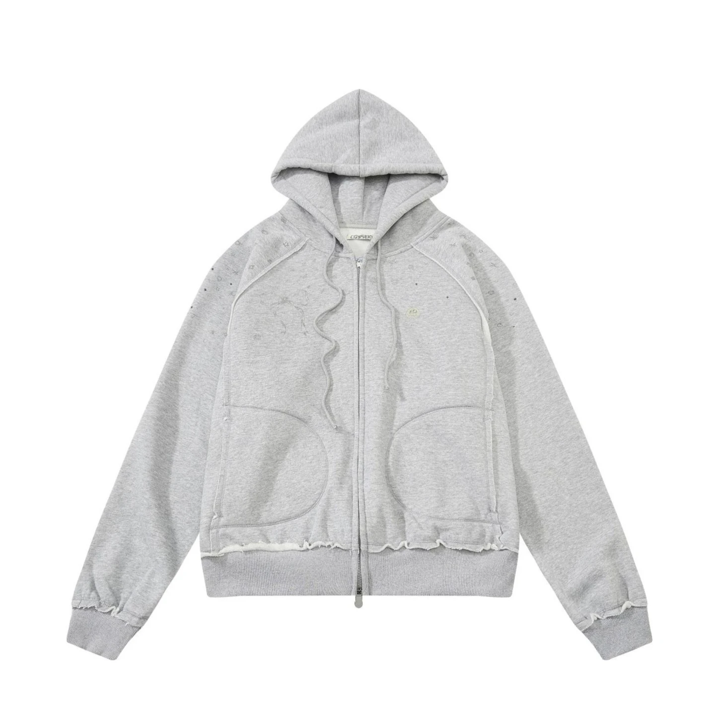 سترة نسائية بغطاء للرأس مبطنة بالصوف وطباعة نجوم وربطة عنق وسترة شتوية وخريفية سميكة ودافئة وأكمام طويلة وسحاب أمامي #2