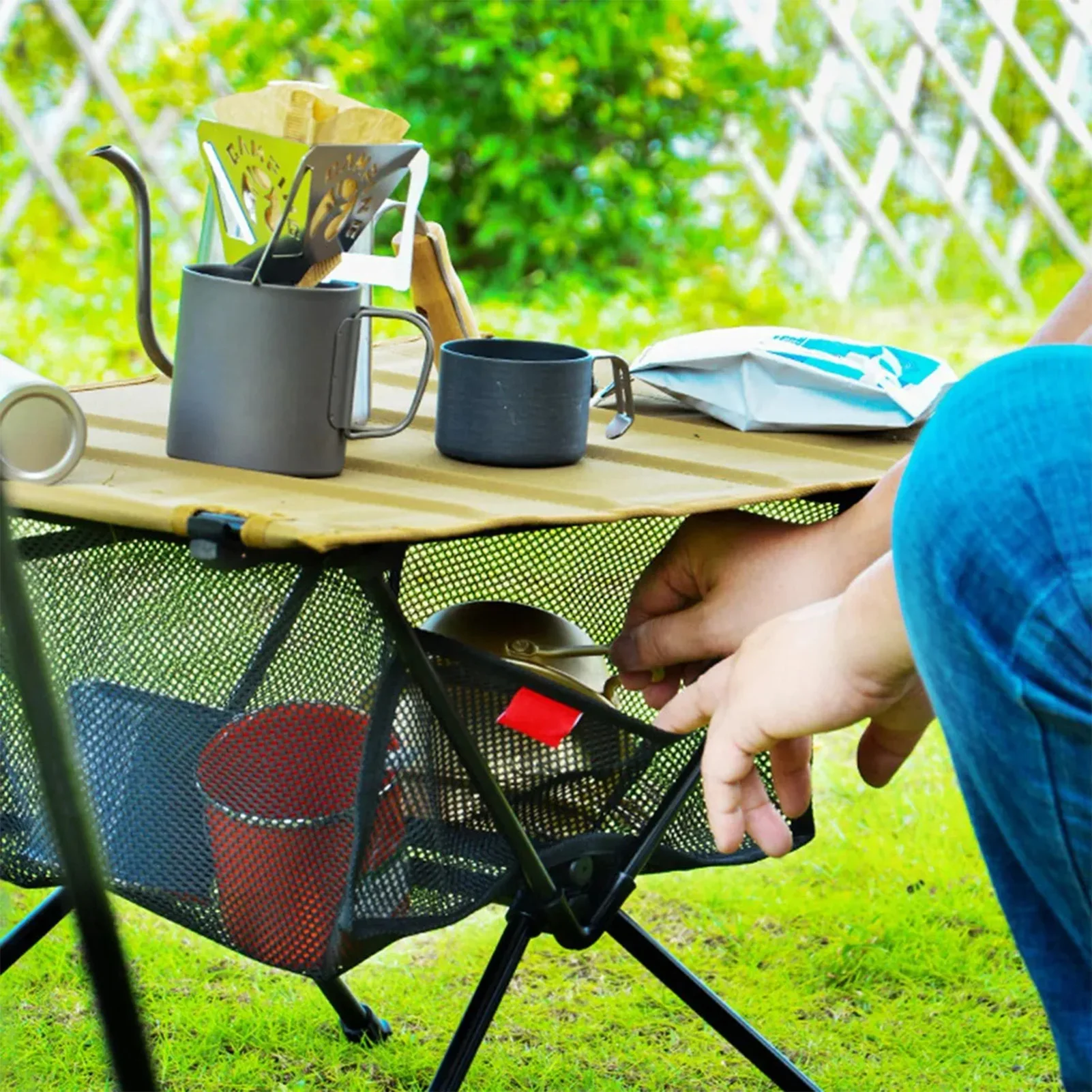 

Outdoor Camping Storage Bag Durable Under Table Organizer Bag For Food Snack Cookwares Portable Outdoor Picnic BBQ Accessories