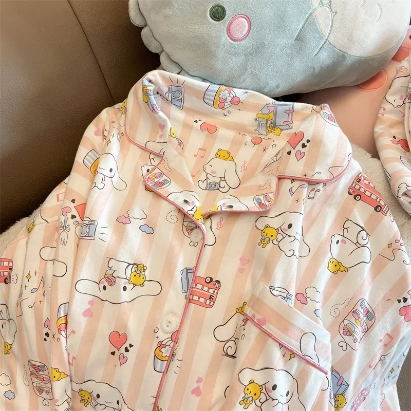 

Sanrio Cinnamoroll Pajamas Cartoon Kawaii for Women Spring and Autumn Long-sleeved Trousers Home Wear Student Suit Holiday Gift