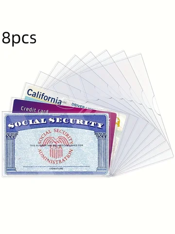 8 pcs of PVC card protective cover, suitable for social security, medical insurance, and credit cards - secure storage solution