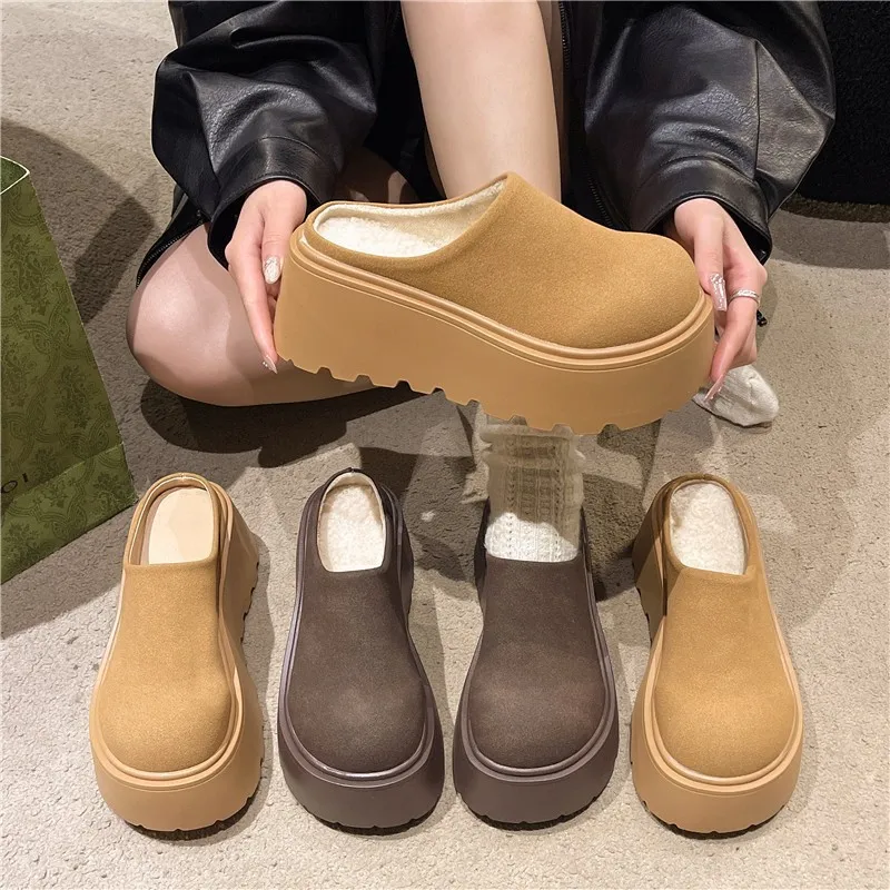 

Thick soled toe toed women's shoes, new style with sponge sole and plush lazy slippers, home cotton slippers