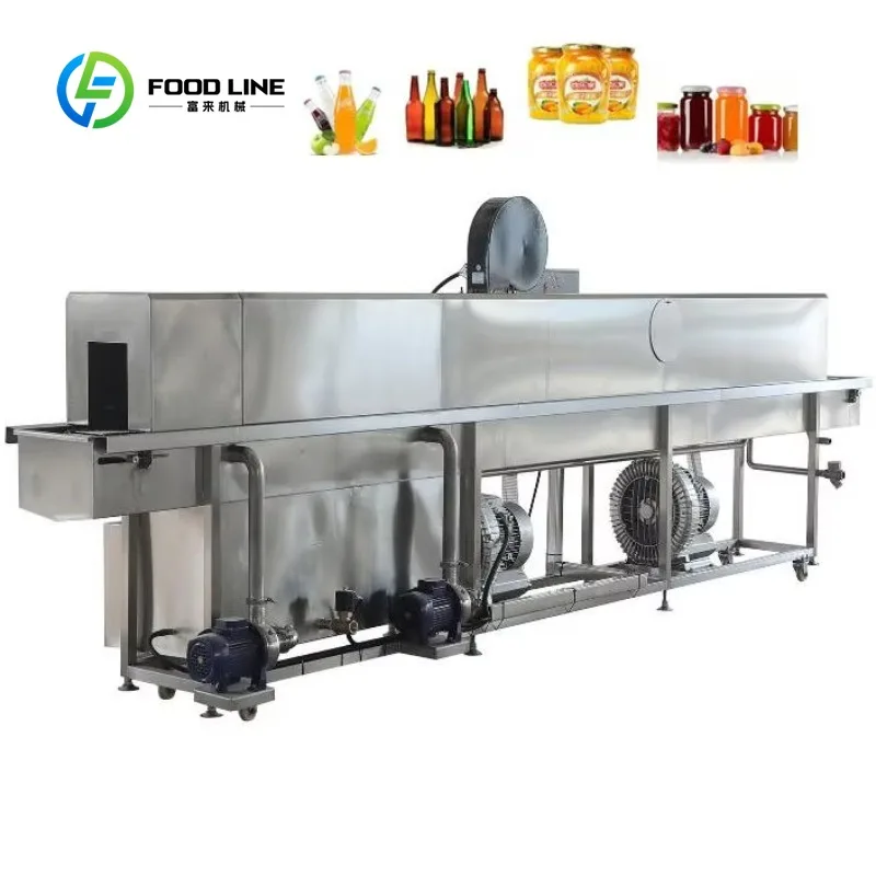 Custom Automatic Continuous Plastic or Glass Bottle/Jars High Pressure Washer Cleaner Sterilizer Pasteurizer and Dryer Machine