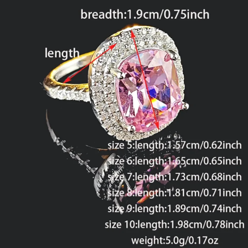 Personalità Big Pink Cubic Zirconia fedi nuziali per le donne romantico matrimonio cerimonia anelli per feste gioielli di moda R7298