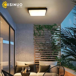 Outdoor Indoor Ceiling Light 10in LED 20W Flush Mount Square Lamp Black Finish for Porch Entryway Bathroom Bedroom Kitchen Decor