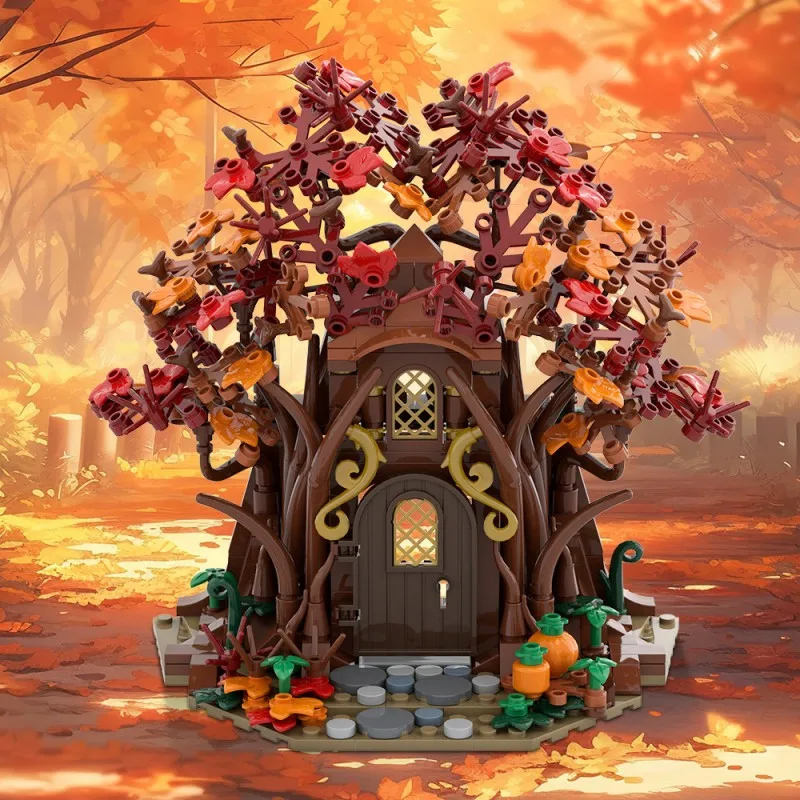 421PCS MOC Creative Woodland Elf Houseฤดูใบไม้ร่วงอาคารบล็อกชุดFairy Tale Treehouseรุ่นDIY Assemblyของเล่นของขวัญเด็ก