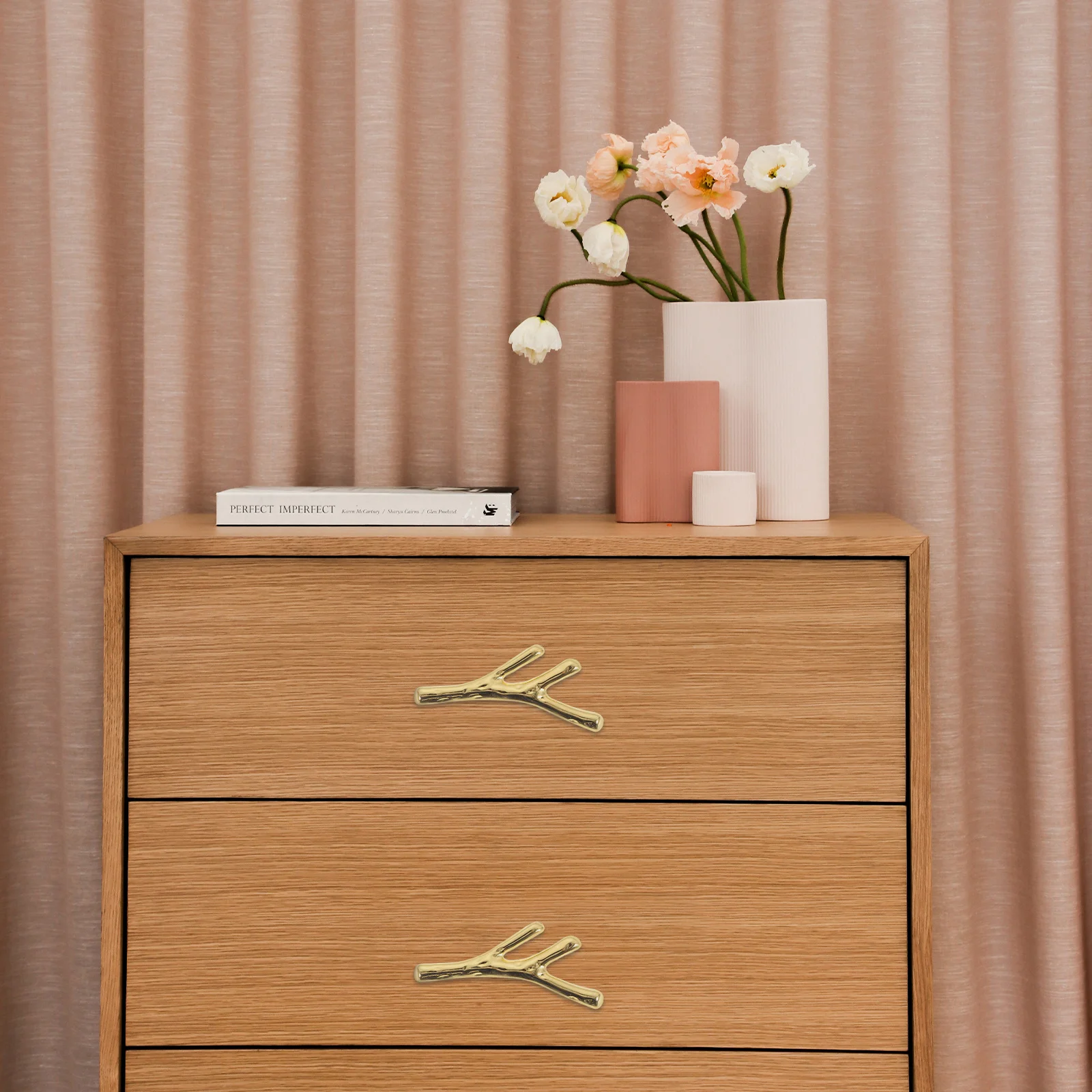 

6Pcs Copper Cabinet Handles Branch Design Zinc Alloy Durable Drawer Pulls for Wardrobe Dresser Closet Storage