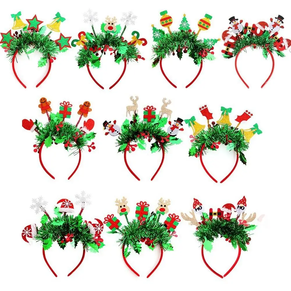 Sequin Christmas Headband Reindeer Antlers Glitter Star Sequin Hair Hoop Snowman Party Decorations Party Props Headress Cosplay