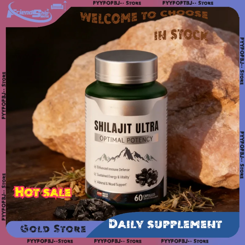 

Shilajit Mineral Resin Capsules with Fulvic Acid & L-Arginine, Daily Herbal Supplement for Adults, 1300mg Per Serving, 60 Count