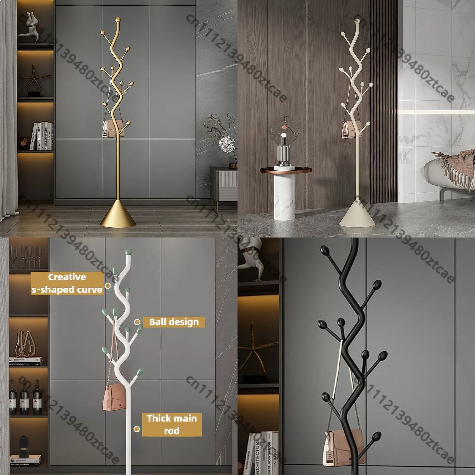 

Modern Floor Coat Rack Standing Organizer Clothes Rack Living Room Storage Minimalist Hanger