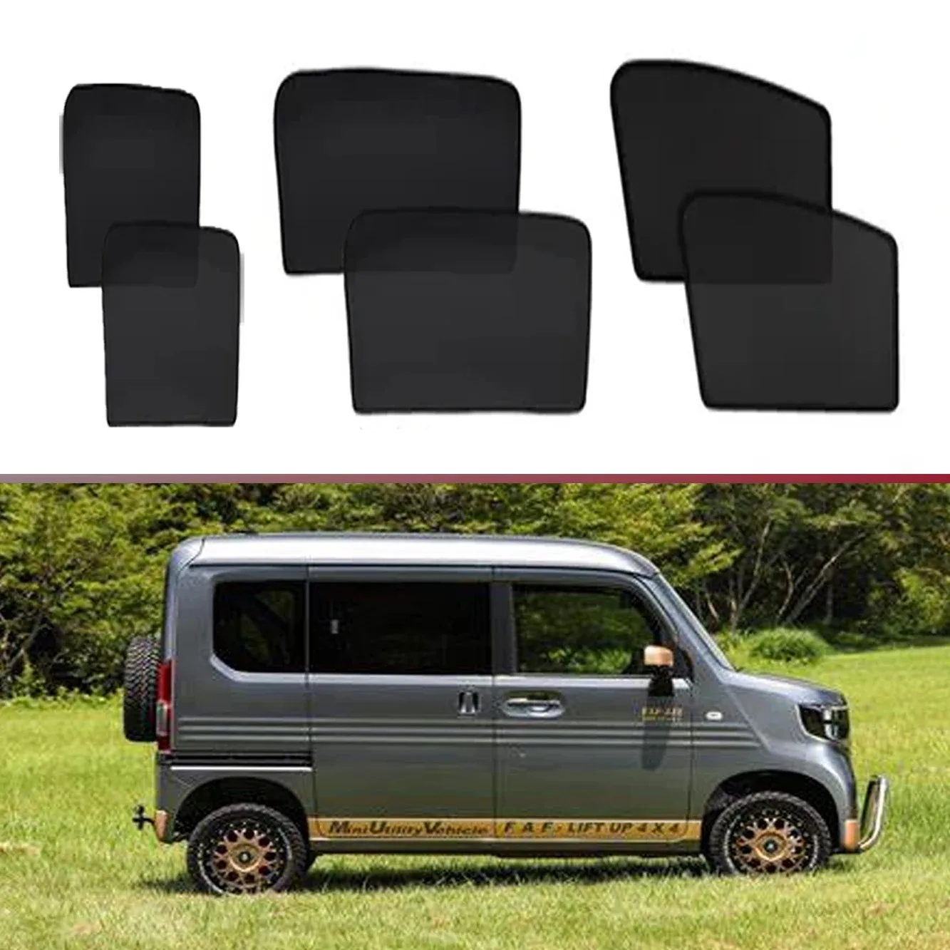 

Magnetic Car Sunshades Shield Front Windshield Frame Curtain Sun Shade Accessories For Honda N-Van NVAN 2018 - 2025 2019 2020