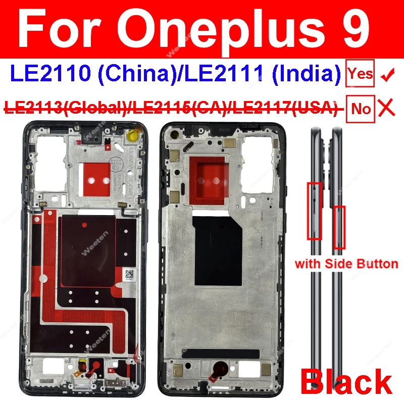 For One Plus Oneplus 1+ 9 9R 9Pro 9RT 10Pro Middle Frame Housing Rear Middle Frame Housing with Side Button Plate Chassis Parts