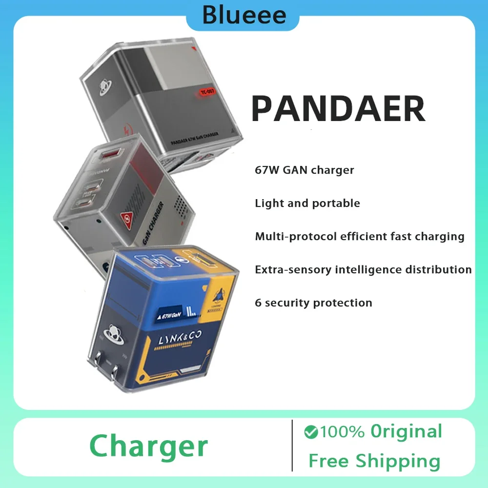 Meizu Pandaer 67W GaN Fast Charger Type-C USB Multiple Interfaces Intelligent Allocation Quick Chargers PC Gamer Accessories Mac