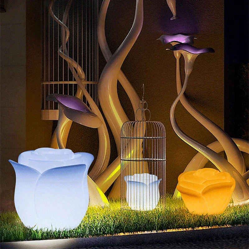 PLLY Modern Flower Landscape Lamp USB Electric Creative Lawn Light LED Remote Control Waterproof IP65 for Hotel Garden
