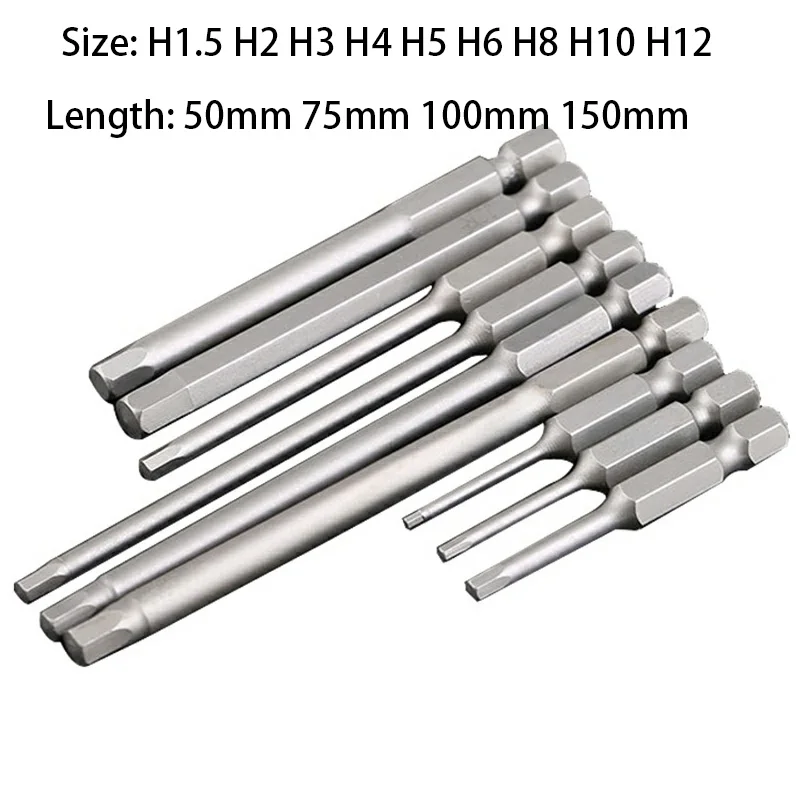 1-6pcs Magnetic Hexagon Screwdriver Alloy Steel Bit Magnetics Screw Driver Bits H1.5 - H12 For Inner Hexagons Screws Mount