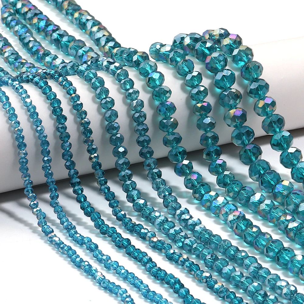 3/4/6/8/10 mm blaue facettierte Kristallperlen, Großpackung, Glasperlen für DIY-Armbänder, Haarnadel, lose Distanzperlen für die Schmuckherstellung