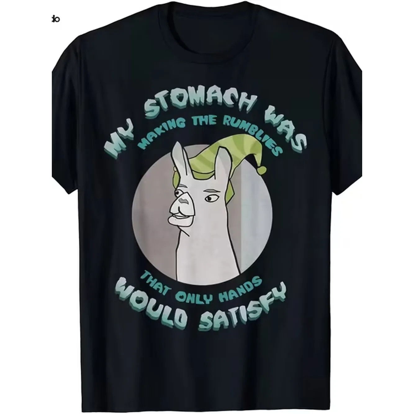 Vintage Llama Graphic T‑Shirt My Stomach Was Making The Rumbles Funny Meme Animal Print Unisex Cotton Short Sleeve Crew Neck Tops Men Women