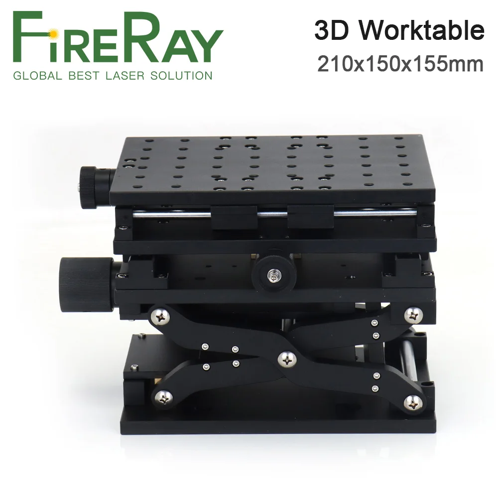

FireRay 3D Worktable 210x150x150mm Z Axis Manual Sliding Table Vertical Lift Platform Linear Stage 60mm 120mm for Laser Marking