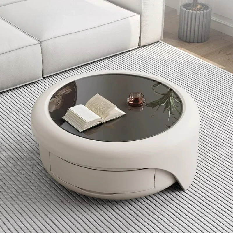 

Living Room Pudding Cream Wind Coffee Table Light Luxury Round Combination Coffee Tables Mesa Self-contained Furniture Cabinet