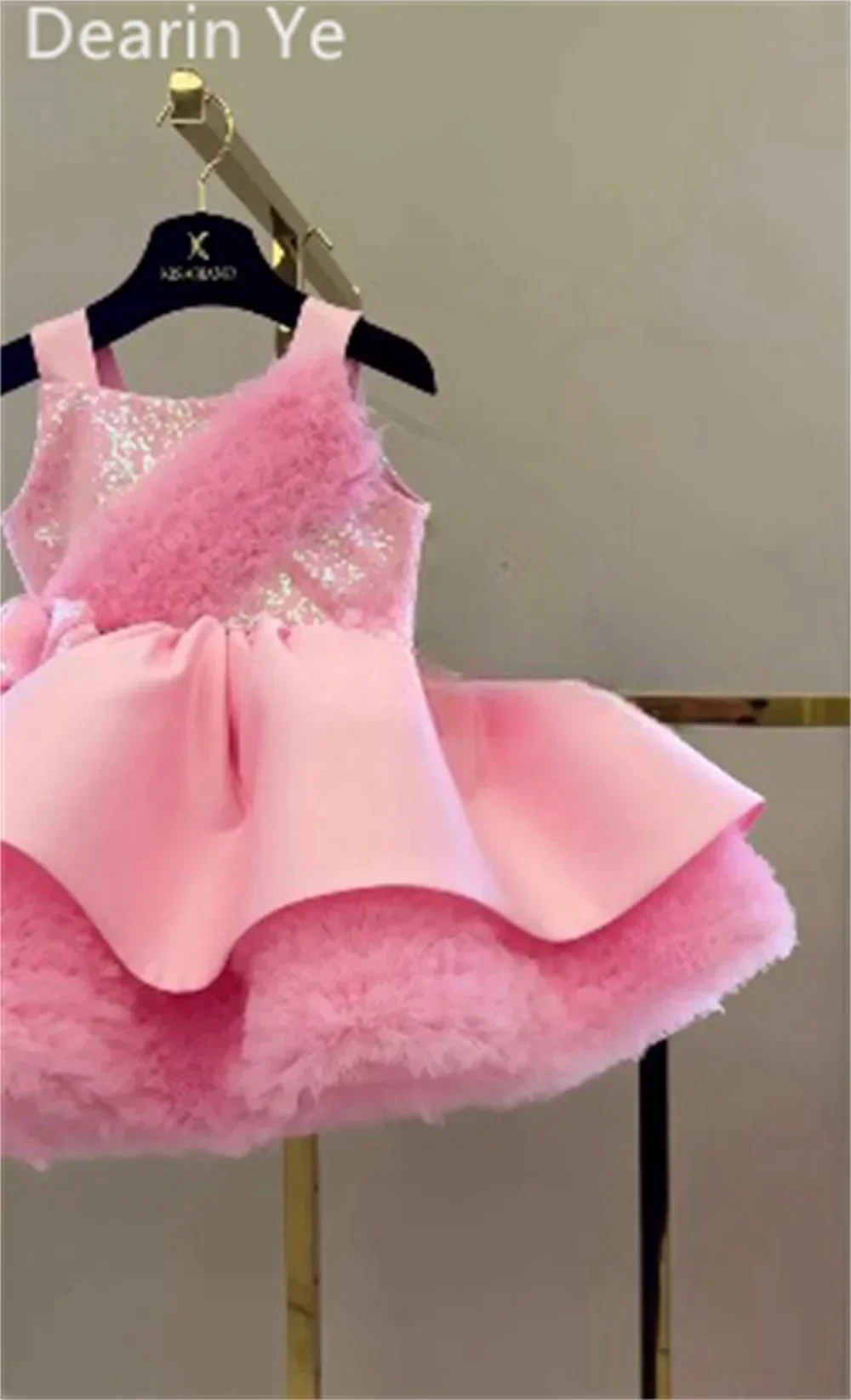 Customized Flower Girl Dress Prom Gown Evening Dearin Shoulder Girdle Ball Mini Length Bows Skirts Draped Dresses Saudi Arabia