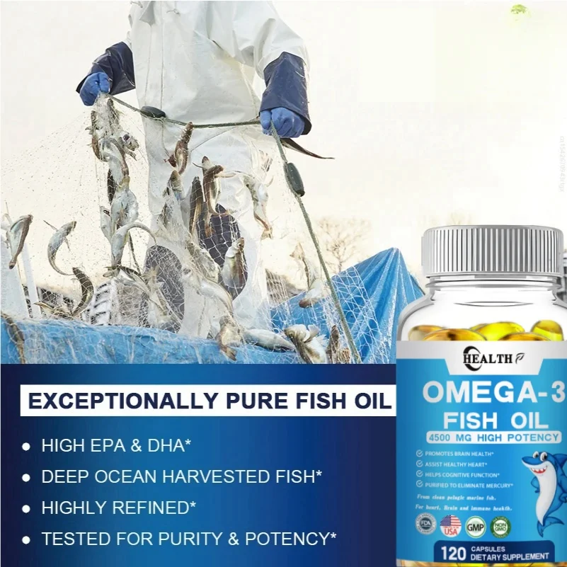 Omega 3 Fish Oil | 4500 Mg EPA And DHA | Over 2100 Mg Omega 3 Fatty Acids | 1300 Mg EPA+860 Mg DHA | Best Essential Fatty Acids