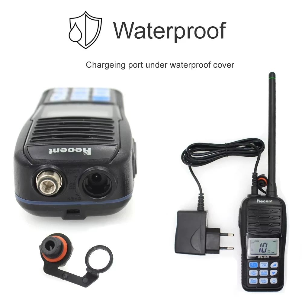 Recent RS-36M VHF Marine Radio 156.000-161.450MHz New Waterproof IP67 Handheld Float Radio Stadion 5W Two Way Radio Communicator