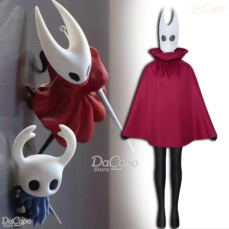 Jeu d'Halloween creux le chevalier: Silksong Hornet Cosplay Cape rouge Costume masque Roleplay vêtements réfrigérateur aimants affichage cadeaux