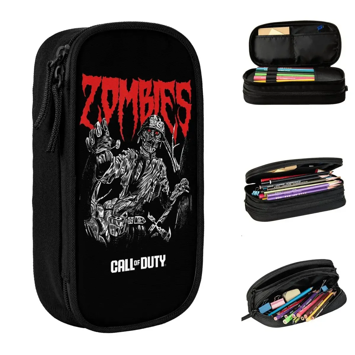 Call Of Dutys Ghost Zombies Pencil Cases Game Pencil Pouch Pen Box for Girls Boys Large Storage Bag School Supplies Stationery