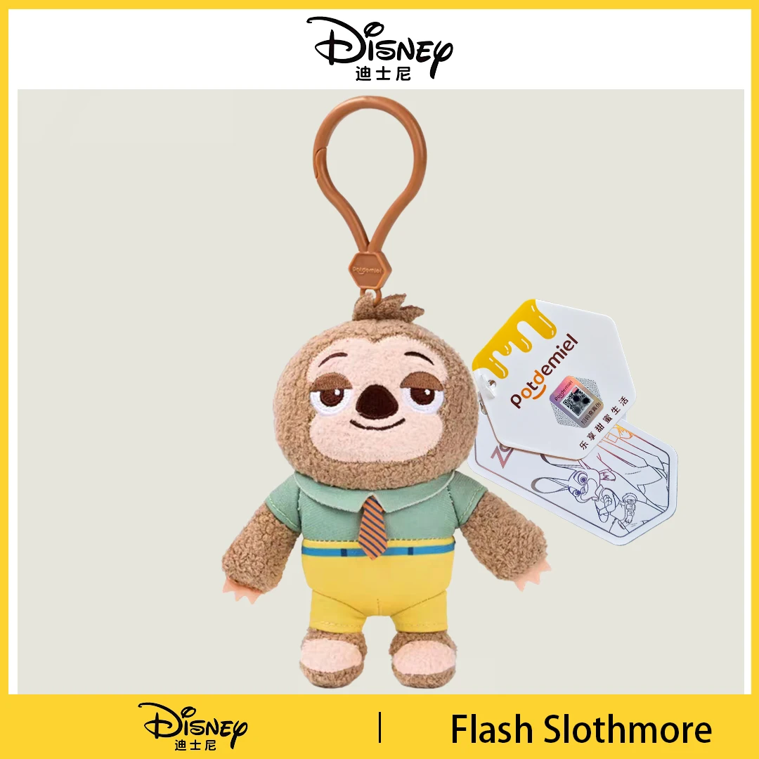 Potdemiel Disney Zootopia Flash Slothmore Stuffed Ring Clip Keychain Bag Charm Backpack Pendant Holiday Gift Souvenir Figure Toy