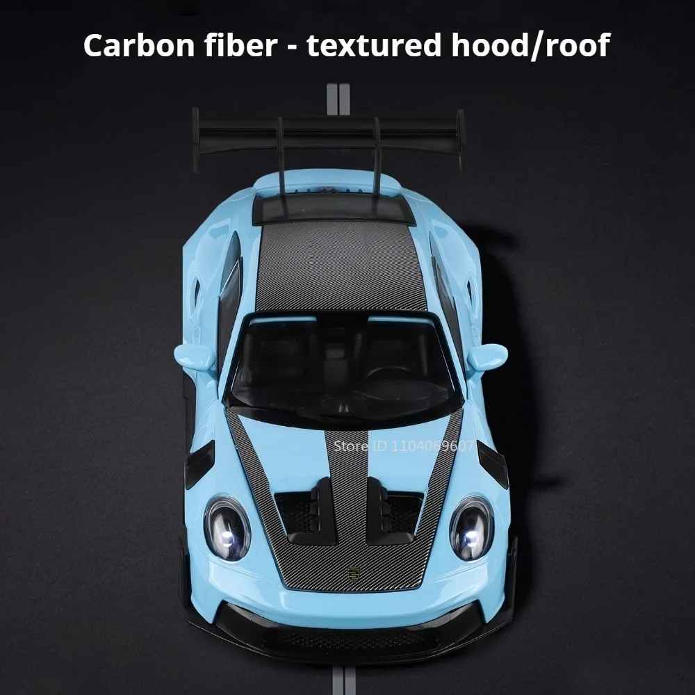 1:24 Scale Supra A80 911 GT3RS Supercar Model Toy Alloy Diecast Shock Absorption Doors Opened Sound Light Collection Sports Cars