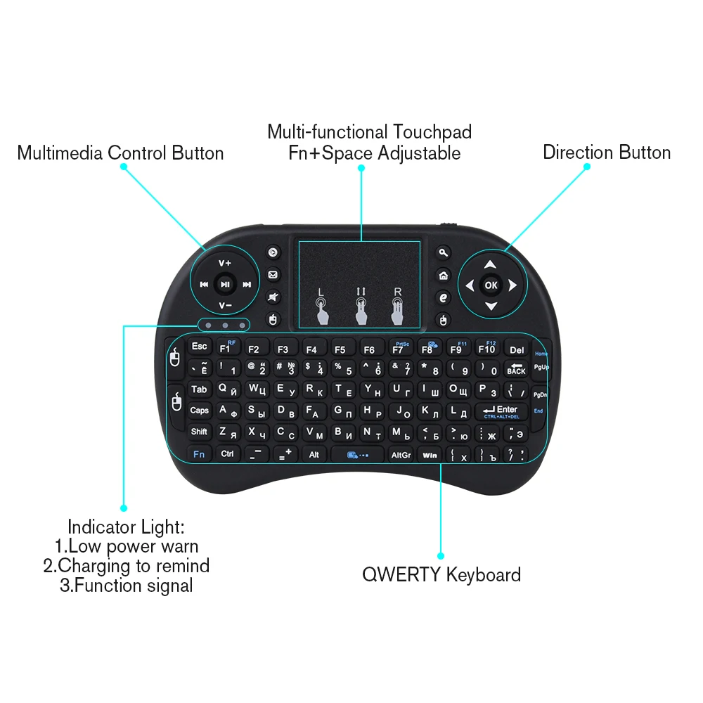 Touyinger, recién llegado, mini teclado i8, Air Mouse, panel táctil remoto multimedia, portátil para proyectores Android y Smart TV