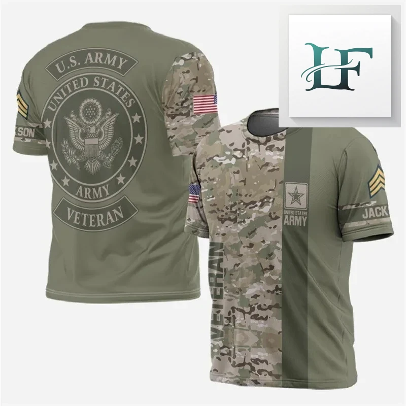

American Men's Summer New Popular 3D Printing Outdoor Camouflage Short Sleeved T-shirt Casual Versatile Quick Drying T-shirt Top