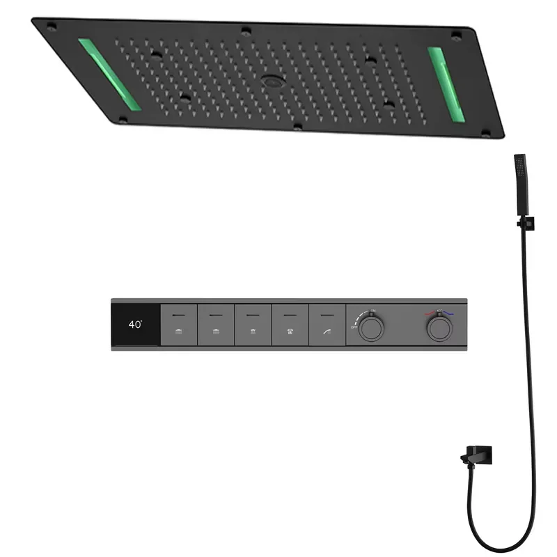 2026 New Design LED Shower Head Rain Waterfall Mist Spray Bath Set Smart Digital Screen Shower Mixer Faucet view 6