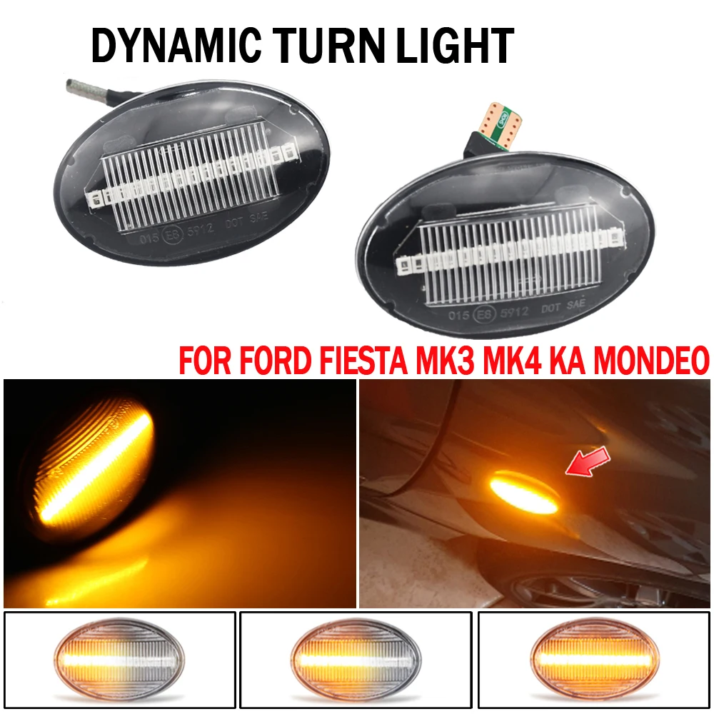 For Ford Fiesta III IV MK3 MK4 KA Mondeo I MK1 Transit Tourneo MK6 MK7 Flowing Turn Signal LED Dynamic Side Marker Lights Lamp view 4