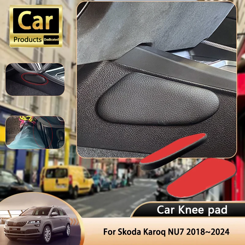 

For Skoda Karoq NU7 2018~2024 2019 2020 5-door SUV Car Leg Knee Pad PU Lether Center Control Rest Cushions Thigh Support Cushion