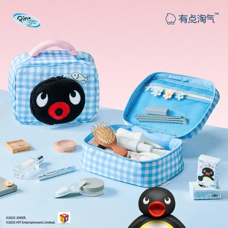 

Kawaii Pingu клетчатая сумка для хранения макияжа аниме периферийные устройства семейный подарок для девочек праздничные подарки на день рождения Декор игрушечная фигурка аксессуар