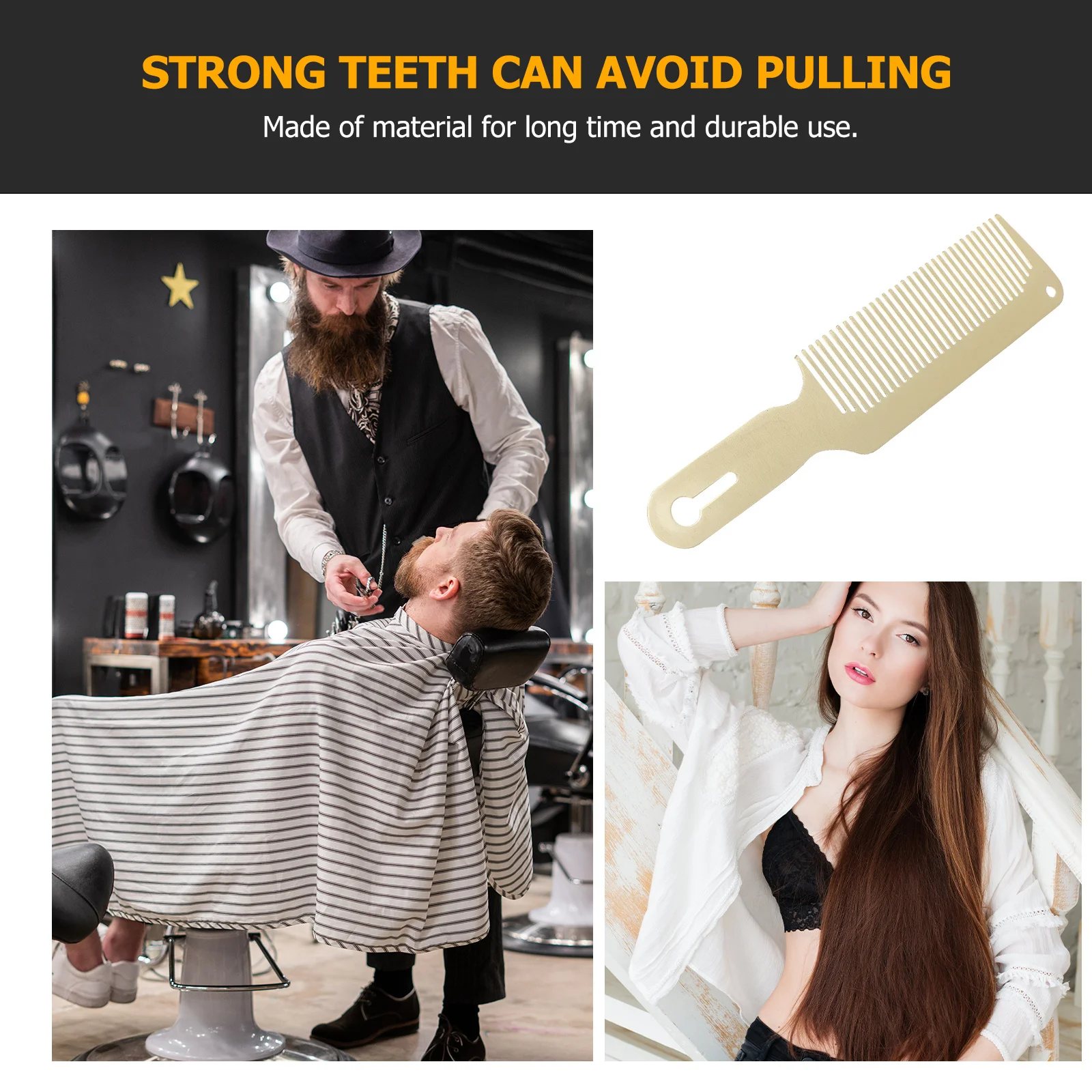 

2Pcs Durable Stainless Steel Combs Anti-Static Hairdressing Tool Salon Use Portable Lightweight Styling Hair Cutting Comb Set