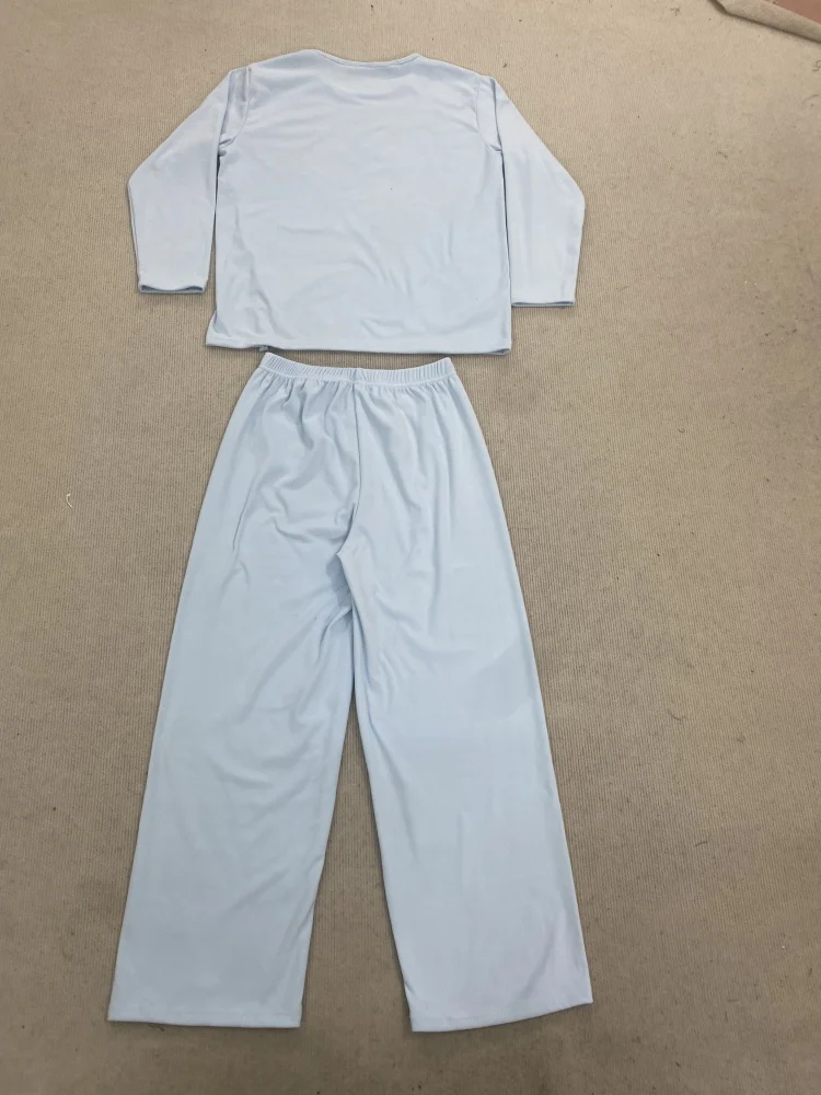 Zachte warme damespyjamaset Effen kleur Splitzoom Pullover Loungewear Comfortabele thuisnachtkleding Ademende dagelijkse outfit