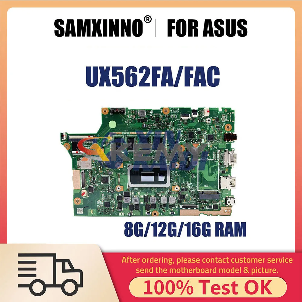 

Материнская плата для ноутбука ASUS ZenBook UX562FAC UX562F UX562FA Q526FA Q526FAC материнская плата для ноутбука I5 I7 CPU 8G 12G 16G RAM