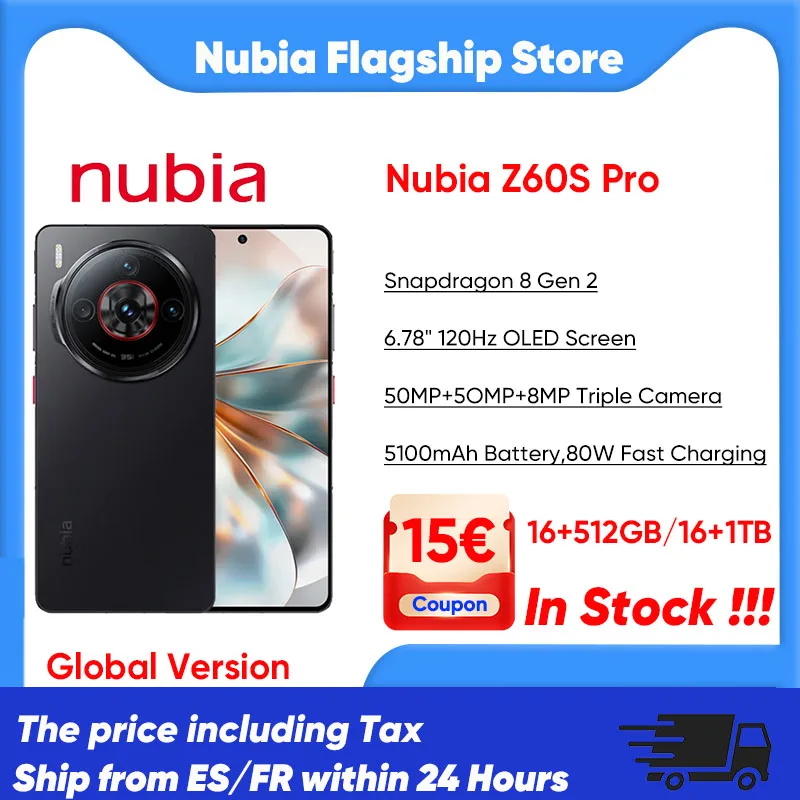 ZTE Nubia Z60S Pro 5G Smartphone Snapdragon 8 Gen 2 6.78 120Hz OLED Screen 80W Fast Charging 50MP Camera Android 14 Google Play Global Version