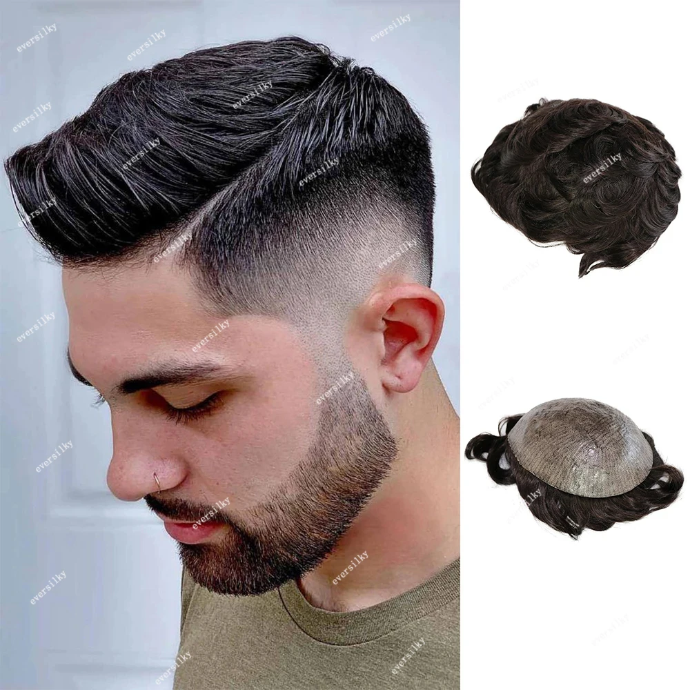 Braun blond schwarz natürlicher Haaransatz Herren Toupet Echthaar Perücke Mikro haut super haltbare volle Haut Pu Kapillar prothese Hairpie