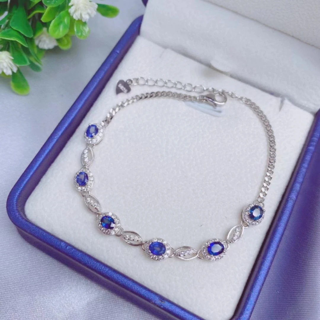 

KJJEAXCMY High clarity Natural Sapphire S925 silver exquisitely Bracelet Full of luster Simple,Design High-End Bestseller