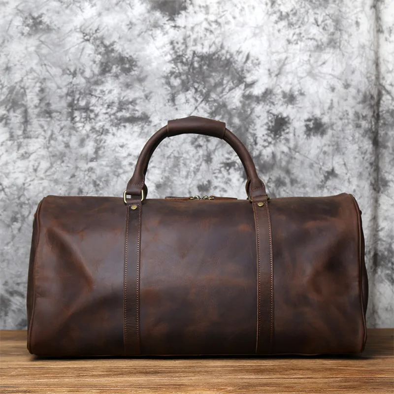NZPJ männer Retro Leder Große-kapazität Reisetasche Crazy Horse Leder Handtasche Top Schicht Rindsleder Business Reise Schulter tasche – Detail 14