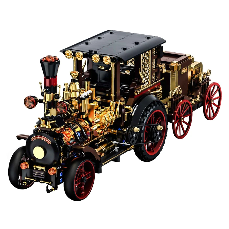 ของเล่นตัวต่อรถไอน้ำแบบย้อนยุค MOC พร้อมประกอบ ของเล่นเสริมพัฒนาการสำหรับเด็ก ของขวัญวันเกิด