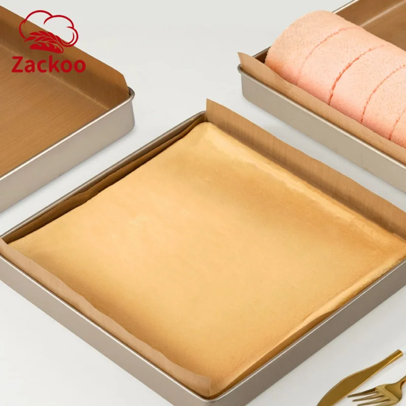 Zakoo Reusable Cut Baking Oilcloth Food Grade Non-stick Cake Roll Baking Pan Mat Oil Paper Cloth for Square 28cm Baking Tray