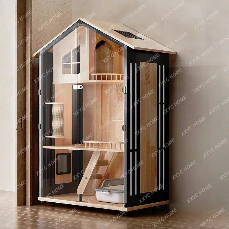

LSolid wood cat villa, indoor household cat nest, cage, house large luxury cat cabinet
