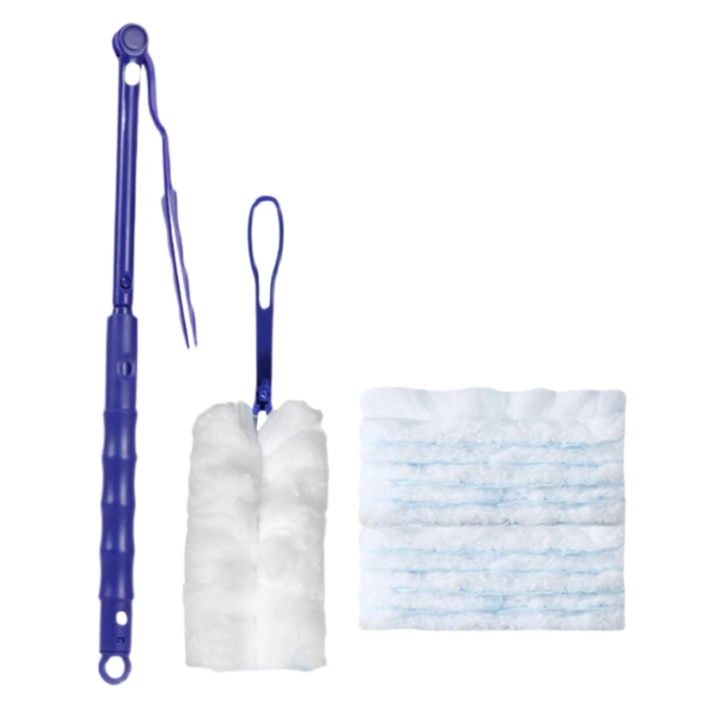 Espanador descartável com cabo longo/curto, recargas de espanador descartável, alça extensível para espanador de penas para persianas, ventiladores de teto