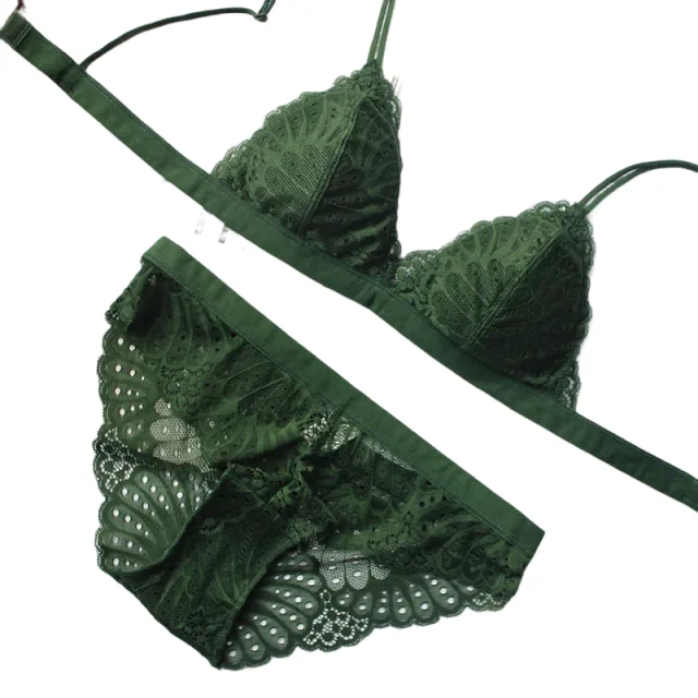 

KUCLUTfull lace triangle cup sleep women clothes sexy bra set wire free underwear sets girls bralette with pad and panties